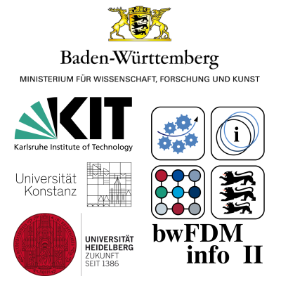 Logos vom Ministerium für Wissenschaft, Forschung und Kunst Baden-Württemberg, des Karlsruher Instituts für Technologie, der Universität Konstanz und der Universität Heidelberg